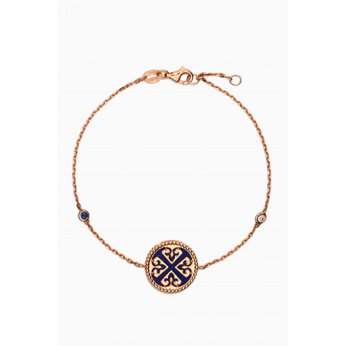 Damas - Lace Medallion Lapiz Lazuli & Diamond Bracelet in 18kt Rose Gold