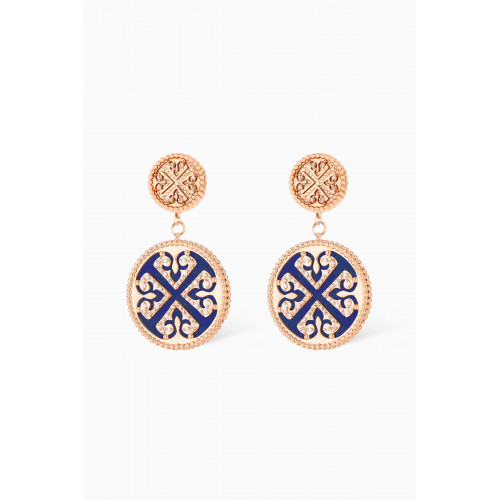 Damas - Lace Lapiz Lazuli & Diamond Two Way Dangle Earrings Earrings in 18kt Rose Gold