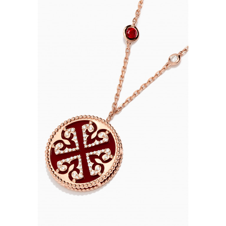 Damas - Lace Double Medallion Necklace in 18kt Rose Gold