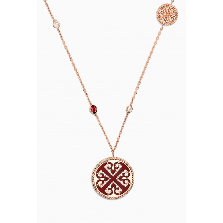 Damas - Lace Double Medallion Necklace in 18kt Rose Gold