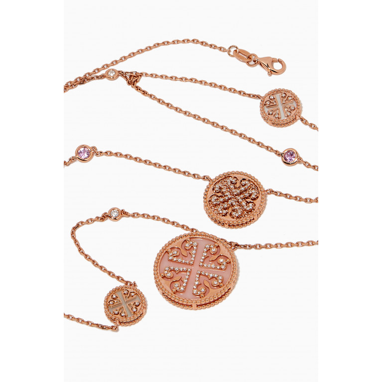 Damas - Lace Pink Opal Sapphire Diamond Necklace in 18kt Rose Gold