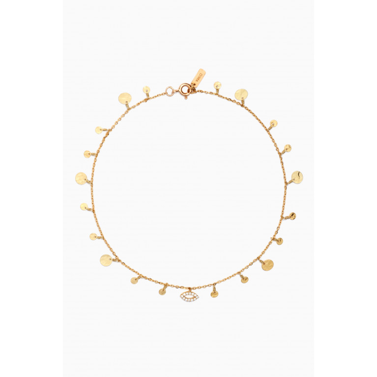 Dima Jewellery - Dima Coin Diamond Pendant Anklet in 18kt Yellow Gold