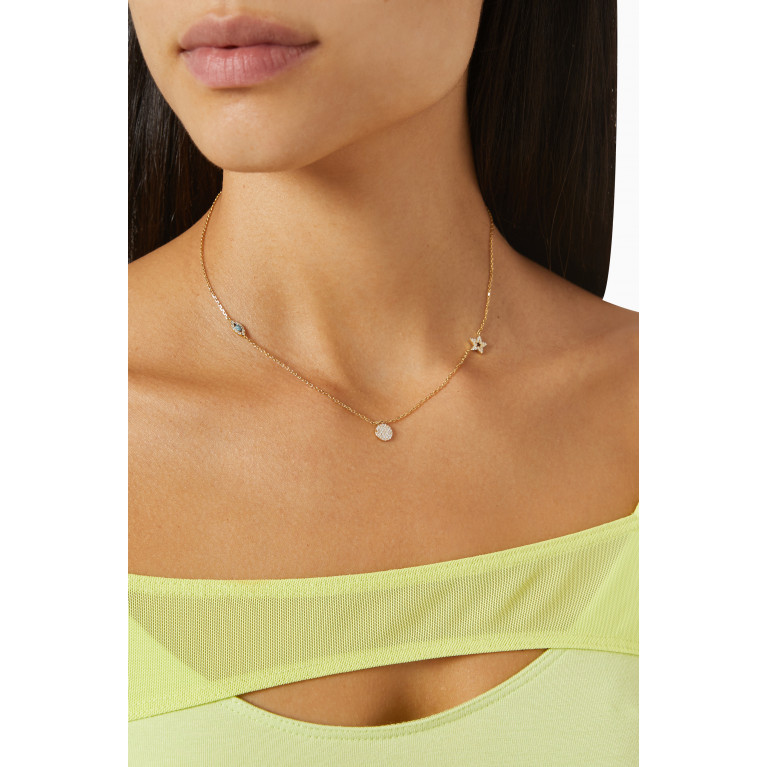 Dima Jewellery - Three Charm Diamond Necklace in 18kt Yellow Gold