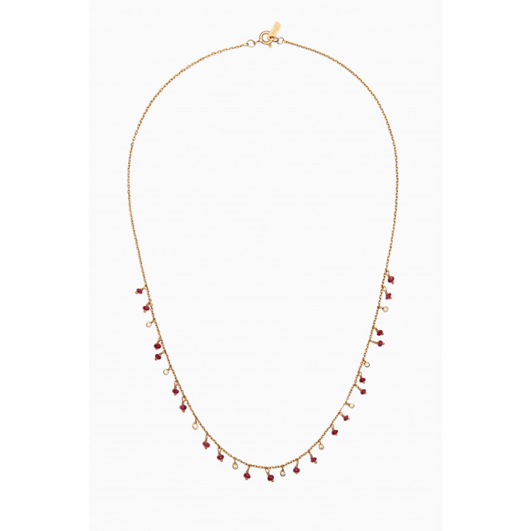 Dima Jewellery - Ruby & Diamond Necklace in 18kt Yellow Gold