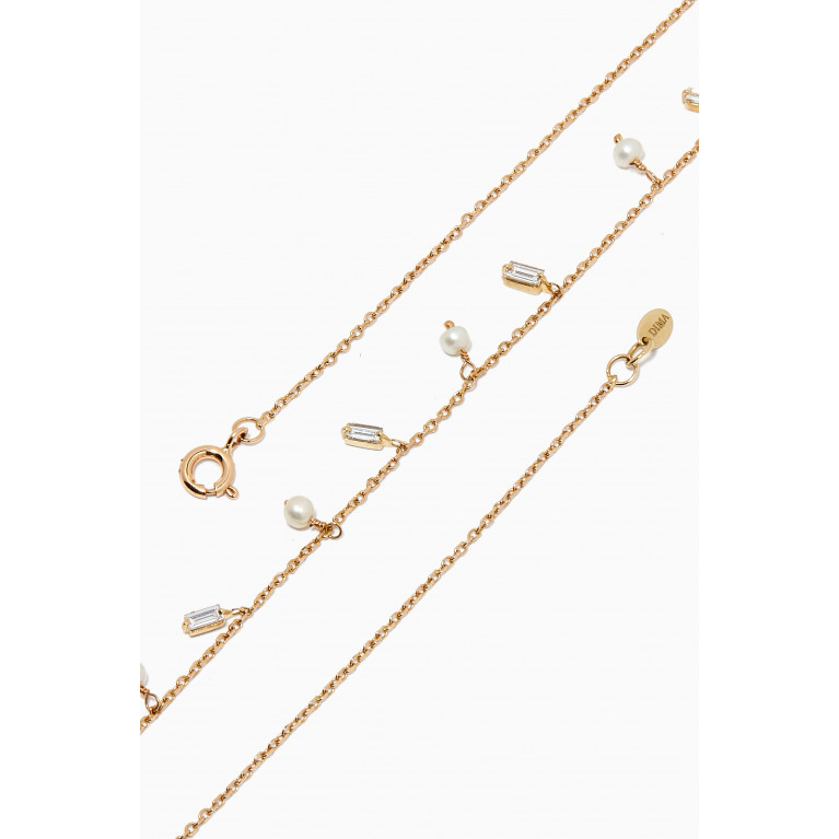 Dima Jewellery - Pearl & Diamond Necklace in 18kt Yellow Gold