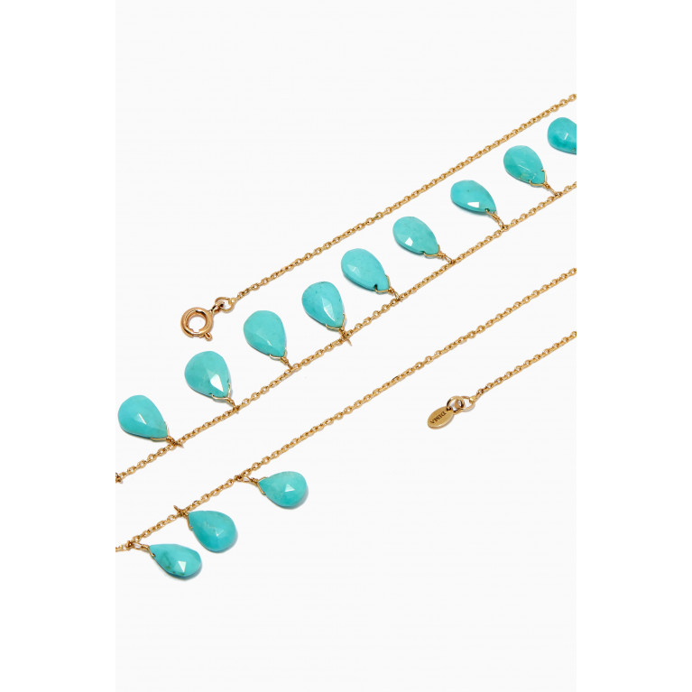 Dima Jewellery - Turquoise Drop Necklace in 18kt Yellow Gold