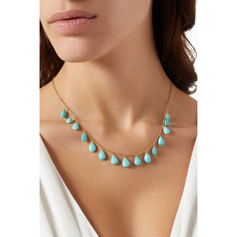 Dima Jewellery - Turquoise Drop Necklace in 18kt Yellow Gold