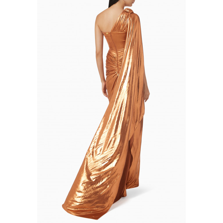 Rhea Costa - Maxi Draped Dress in Shiny Fabric