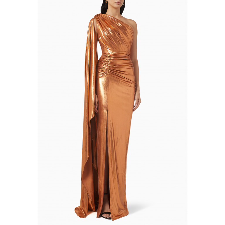 Rhea Costa - Maxi Draped Dress in Shiny Fabric