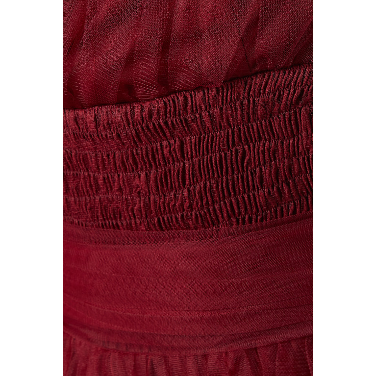 Amri - Frilled Maxi Dress in Tulle Burgundy