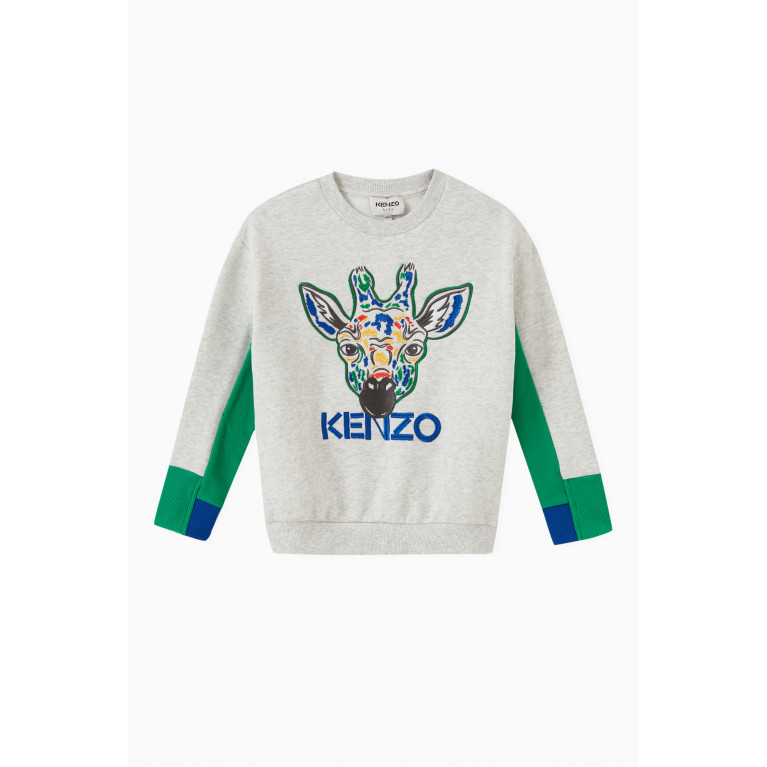 KENZO KIDS - Logo Embroidery Sweatshirt in Cotton