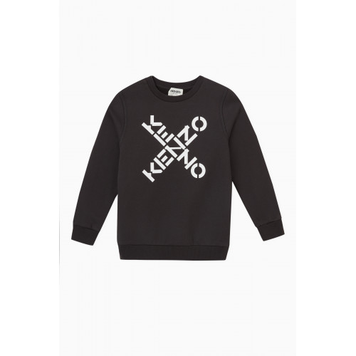 KENZO KIDS - Cross Logo Print Sweatshirt in Cotton Blend