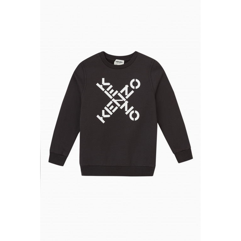 KENZO KIDS - Cross Logo Print Sweatshirt in Cotton Blend