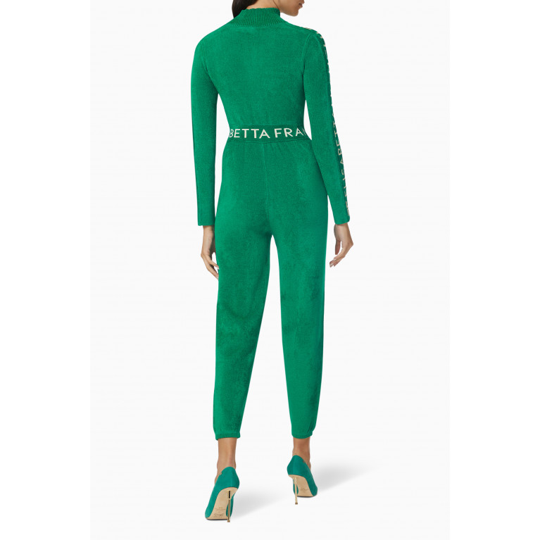 Elisabetta Franchi - Logo Jumpsuit in Wool-blend Green