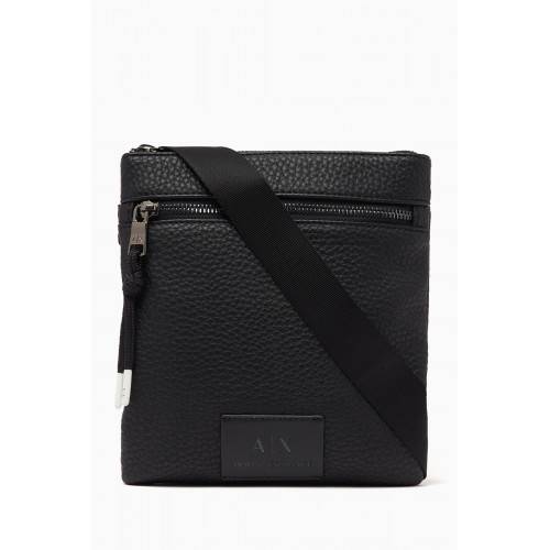 Armani - Rob Flat Crossbody Bag in Textured Faux Leather