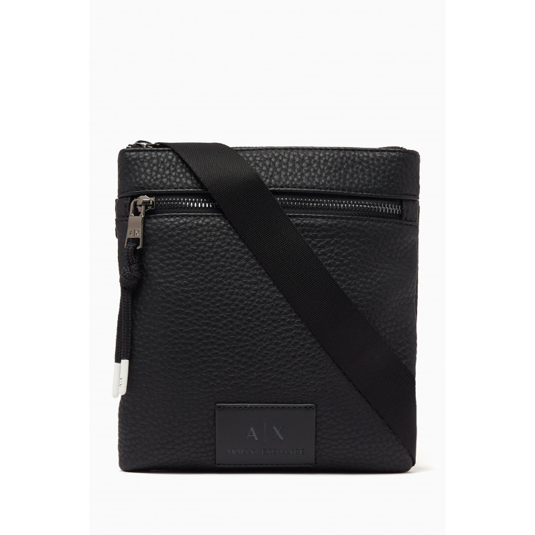 Armani - Rob Flat Crossbody Bag in Textured Faux Leather