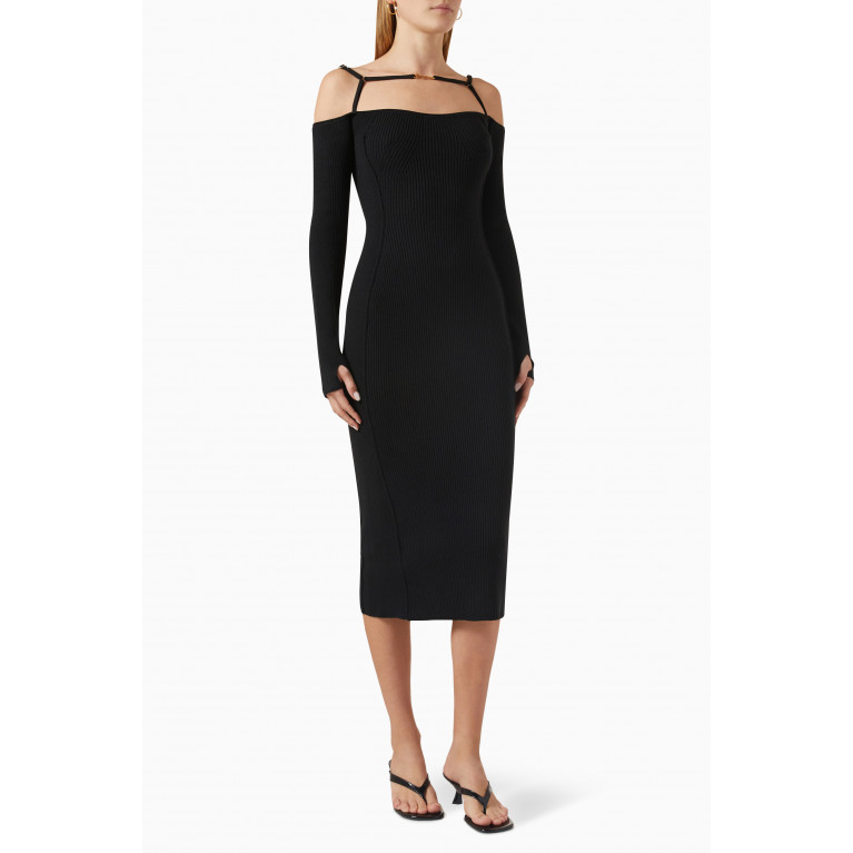 Jacquemus - La Robe Sierra Cut-out Midi Dress in Viscose-blend Black