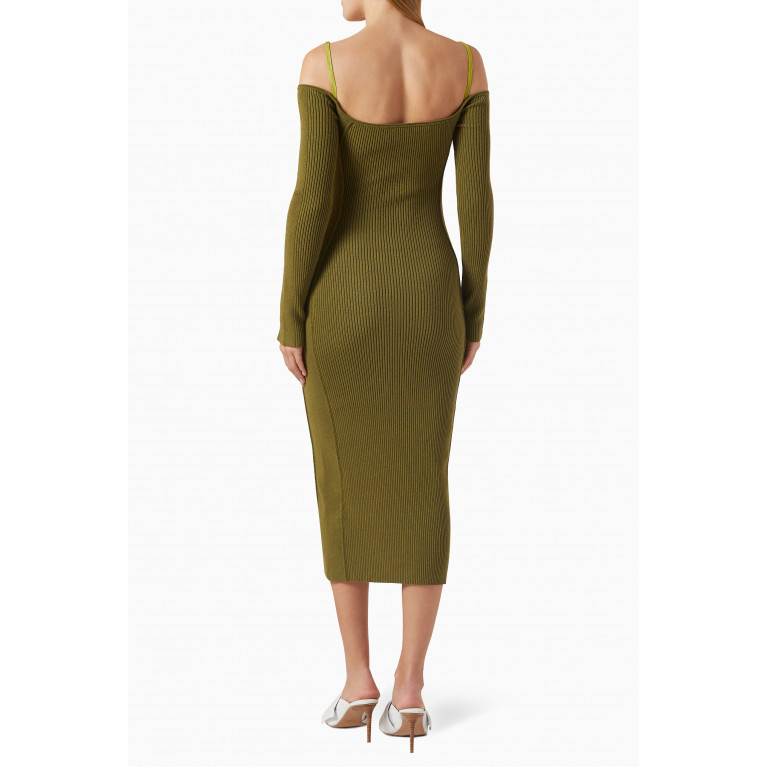 Jacquemus - La Robe Sierra Cut-out Midi Dress in Viscose-blend Green