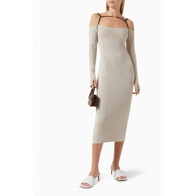 Jacquemus - La Robe Sierra Cut-out Midi Dress in Viscose-blend Brown