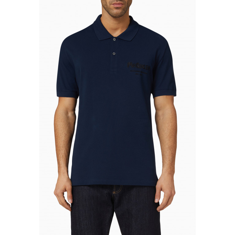 Alexander McQueen - Logo-embroidered Polo Shirt in Cotton-piqué