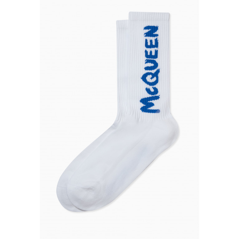 Alexander McQueen - McQueen Graffiti Socks in Cotton Blend