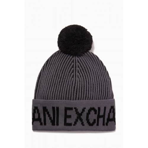 Armani Exchange - AX Logo Beanie in Wool-blend Knit