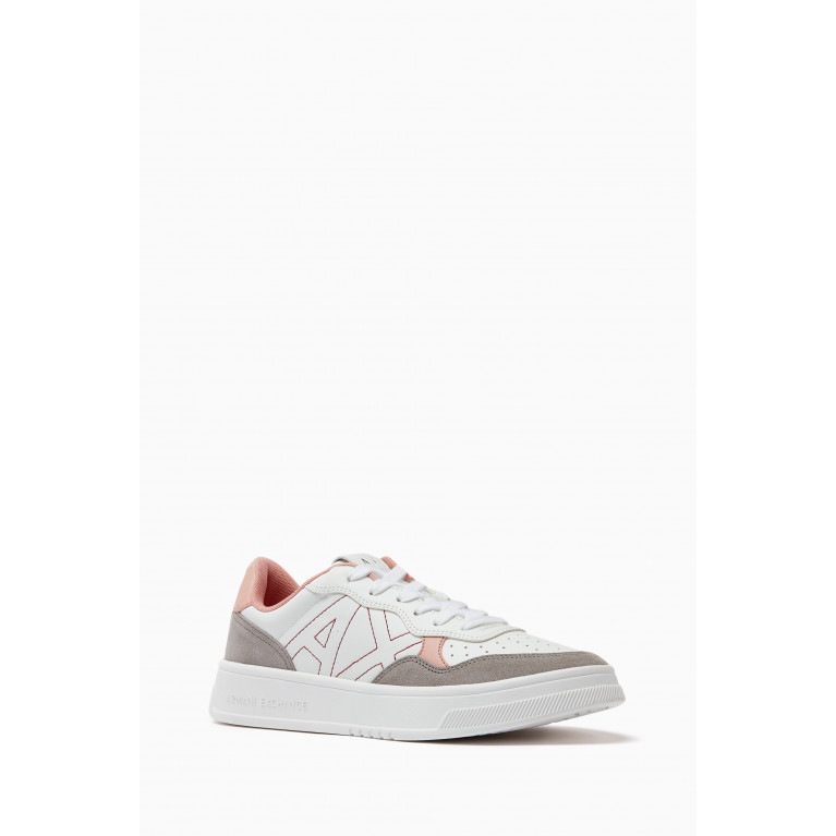 Armani - AX Logo Sneakers in Faux-leather White