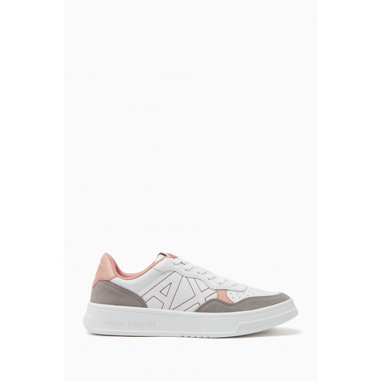 Armani - AX Logo Sneakers in Faux-leather White