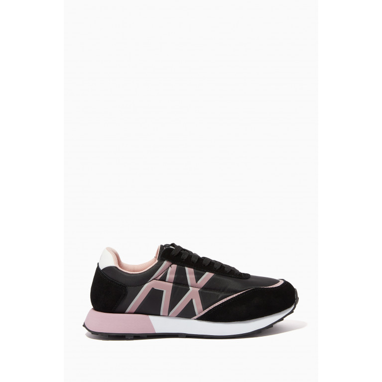 Armani Exchange - AX Logo Sneakers in Faux-leather Black