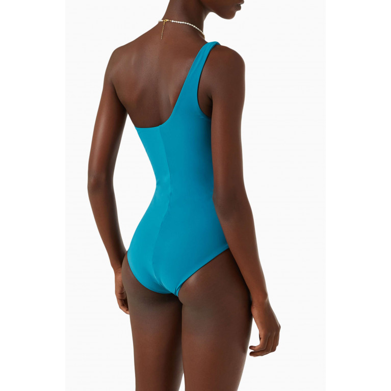 Anemos - One-Shoulder One Piece Swimsuit in Stretch Nylon Blue