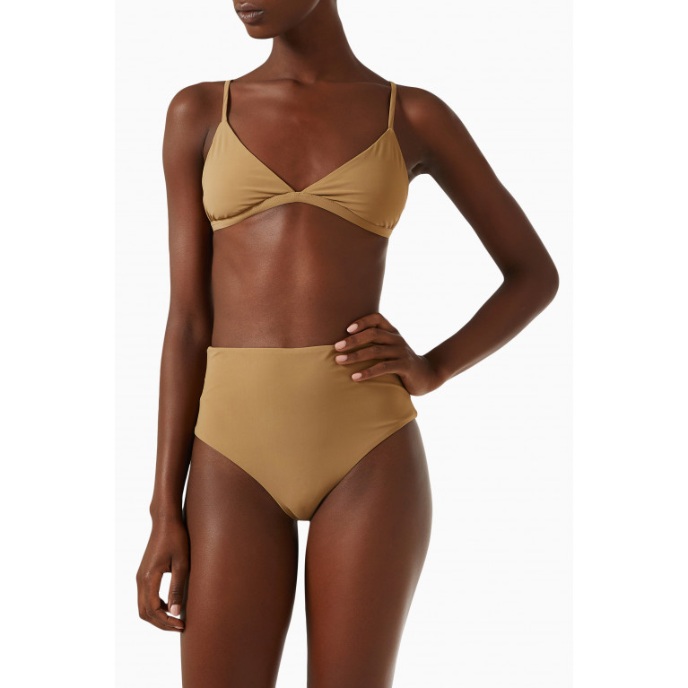 Anemos - The Triangle Bikini Top in Stretch Nylon Brown