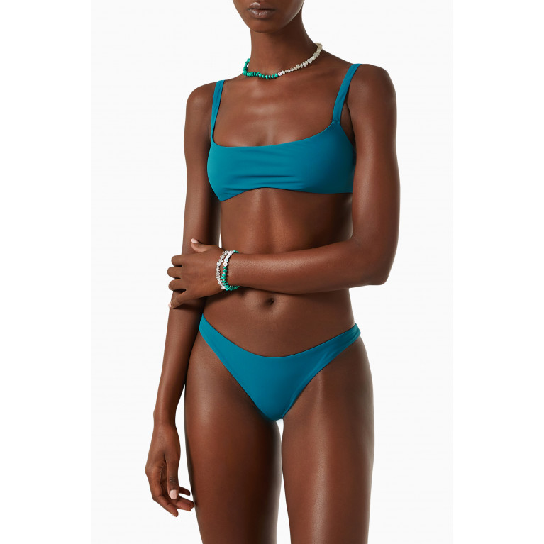 Anemos - The Square Neck Bikini Top in Stretch Nylon Blue