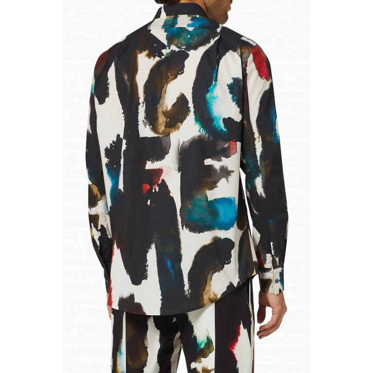 Alexander McQueen - Watercolour Graffiti Shirt in Organic Poplin