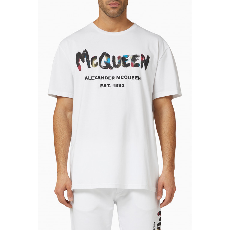 Alexander McQueen - Watercolour Graffiti Logo T-shirt in Organic Cotton-jersey