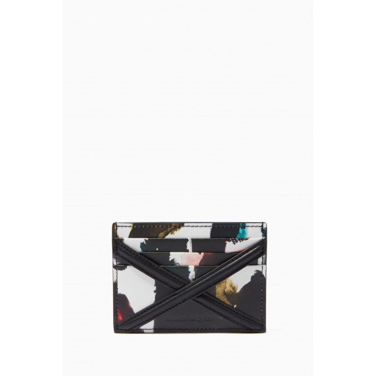Alexander McQueen - The Harness Watercolour Graffiti Card Holder in Leather
