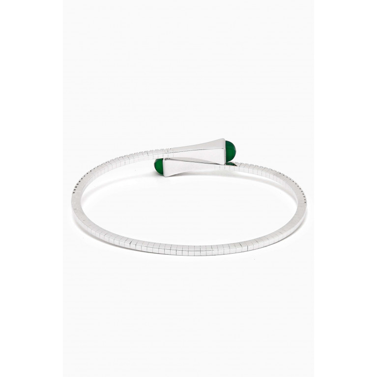 Marli - Cleo Diamond Slim Bracelet with Green Agate in 18kt White Gold