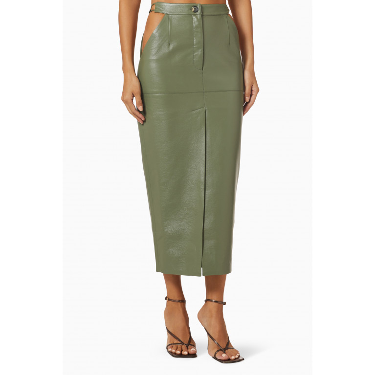 Matériel - Cut-out Midi Skirt in Eco Leather