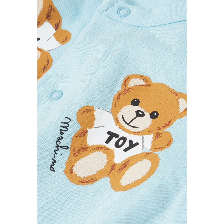 Moschino - Teddy Toy & Logo Print Sleepsuits in Cotton Jersey, Set of 2