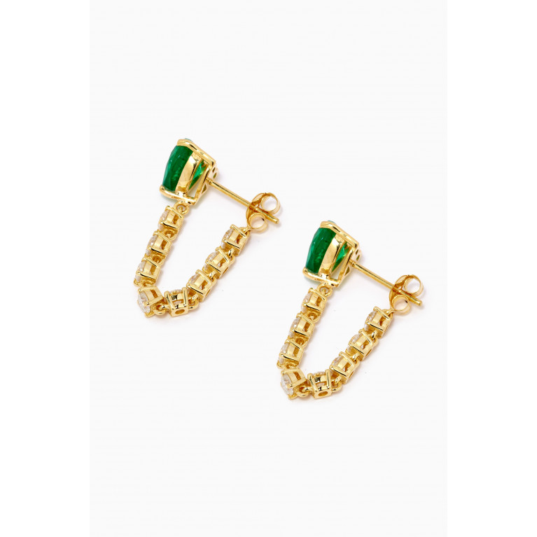 AQ by Aquae Jewels - Heart Loop Green Sapphire Earrings in Gold Vermeil Green