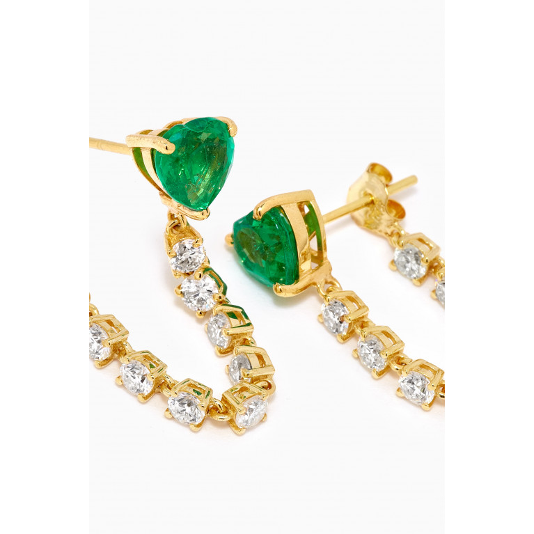 AQ by Aquae Jewels - Heart Loop Green Sapphire Earrings in Gold Vermeil Green