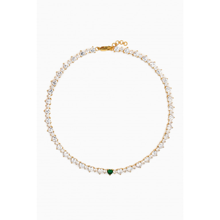 AQ by Aquae Jewels - Camille Tennis Necklace in Gold Vermeil Green