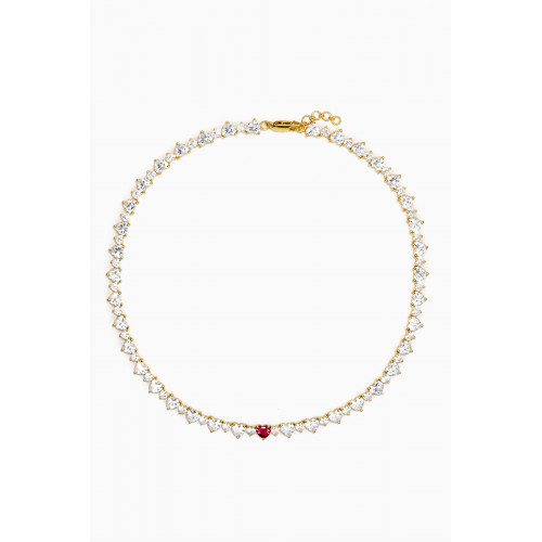 AQ by Aquae Jewels - Camille Tennis Necklace in Gold Vermeil Pink