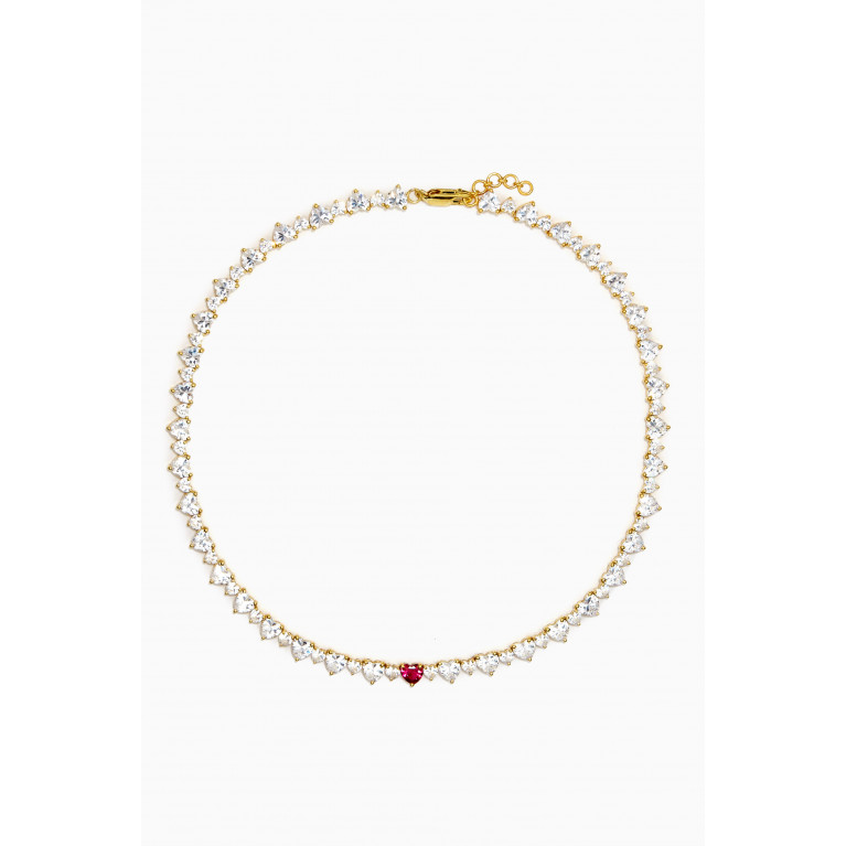 AQ by Aquae Jewels - Camille Tennis Necklace in Gold Vermeil Pink