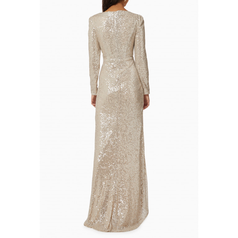 Mac Duggal - Wrap Gown in Sequin Silver