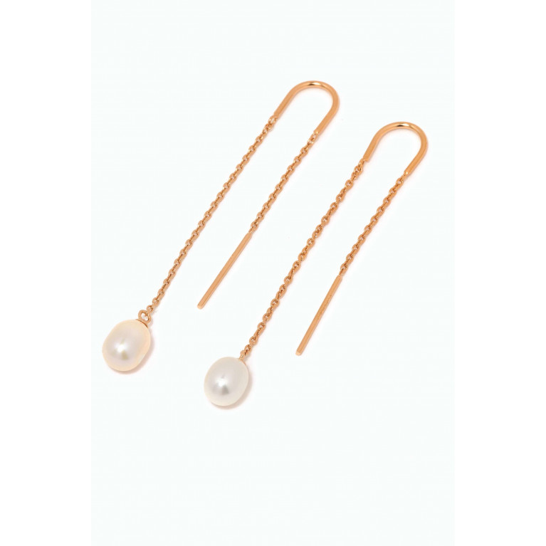 Awe Inspired - Freshwater Pearl Threader Earrings in 14kt Gold Vermeil