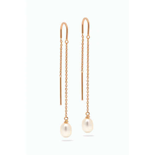 Awe Inspired - Freshwater Pearl Threader Earrings in 14kt Gold Vermeil
