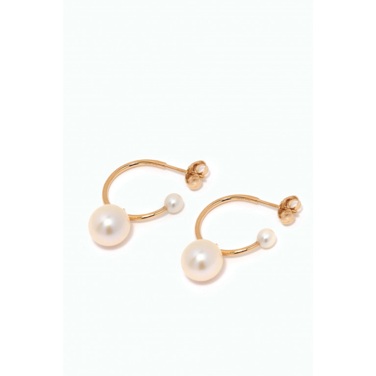 Awe Inspired - Freshwater Double Pearl Hoops in 14kt Gold Vermeil
