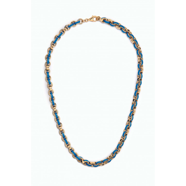 Awe Inspired - Chunky Enamel Necklace in 14kt Gold Vermeil Blue