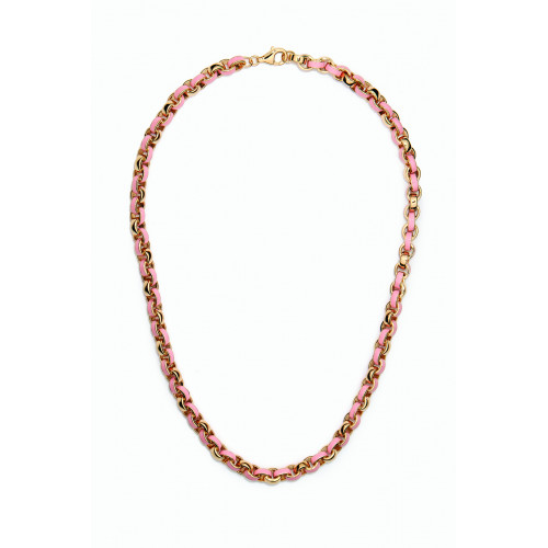 Awe Inspired - Chunky Enamel Necklace in 14kt Gold Vermeil Pink