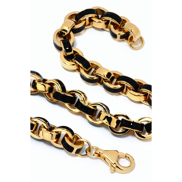 Awe Inspired - Chunky Enamel Bracelet in 14kt Gold Vermeil Black